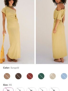 Free People Sungold One-Shoulder Maxi Skirt Dress